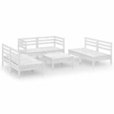 Maison Chic Seti vrtnega pohištva - Vrtna garnitura - Vrtni pohištvo set 7-delna bela trdna borovina, (21805846) | Shoptok.si