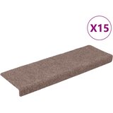  Prostirke za stepenice samoljepljive 15 kom 65x21x4 cm svijetlosmeđa pravokutni rub | shoptok.hr
