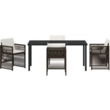  Vrtna garnitura - 5-dijelni vrtni blagovaonski set s jastučićima Smeđe poli ratan | shoptok.hr