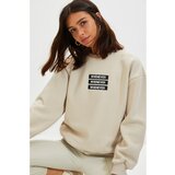Trendyol Beige Embroidered Loose Stand Up Collar Knitted Raised Sweatshirt cijene