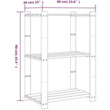  Za pohranu 3 razina sivi 60x38x90 cm masivna borovina | shoptok.hr
