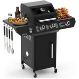 Kaminer Varen 3.0 Črni Plinski Roštilj – 10 kW, 2+1 Plamenik, Stranski Plamenik, Ražanj in Zaščitna Navlaka | Shoptok.si