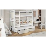 Molarem Home Drveni dječji krevet na kat Janis III s tri kreveta i ladicom - bijeli - 200x90 cm - Bez madraca | shoptok.hr