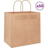 vidaXL Papirnate vrečke 50 kosov z ročaji rjave barve 26x17x25 cm | Shoptok.si