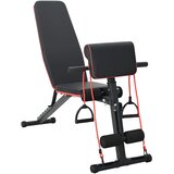 vidaXL Nastavljiva utežna klop z elastikami 150 kg Črno jeklo | Shoptok.si