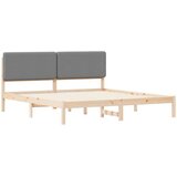  Krevetni okvir s tapiciranim uzglavljem Svijetlo siva - Smeđa i svijetlo siva 200 x 200 cm | shoptok.hr