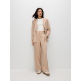 Reserved - Hlače od mješavine viskoze izglačane na crtu - bež | shoptok.hr