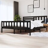 Maison Chic Posteljni okvir - Dvoposteljna postelja - Zakonska postelja črn iz trdnega lesa 200x200 cm-J4926, (21769212) | Shoptok.si