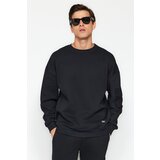 Trendyol Black Men's Oversize Pocket Technical Fabric Cotton Sweatshirt