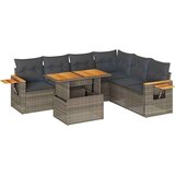 vidaXL 6-dijelni set vrtnih sofa poliratan i bagrem s jastucima sivi | shoptok.hr