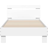 vidaXL Posteljni okvir z vzglavjem bel 90x200 cm inženirski les | Shoptok.si