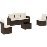  6-dijelni set vrtnih sofa od poliratana s jastucima smeđi | shoptok.hr