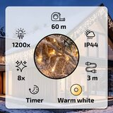 Brilagi LED spoljašnji božićni lanac 1200xLED/8 funkcija 63m IP44 topla bela u obliku ledenica | Eponuda.com