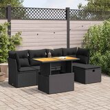  6-dijelni set vrtnih sofa s jastucima crni od poliratana bagrem | Eponuda.com