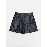 LC Waikiki Comfortable Fit Plain Leather Look Women's Shorts