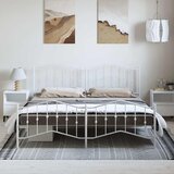 Metalni okvir kreveta uzglavlje i podnožje bijeli 193 x 203 cm | Shoptok.si