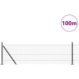 vidaXL zavarena žičana ograda s 7 flanged stupova Siva 0.5x100 m Čelik | shoptok.hr