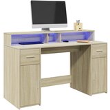 Furnova Pisalna miza z LED lučkami sonoma hrast 140x55x91 cm inž. les, (21925256) Cene