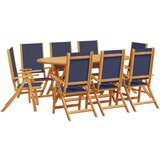  The Living Store Vrtna jedilna garnitura 9-delna trden akacijev les in tekstilen - Vrtna Jedilna Garnitura, (21460016) | Shoptok.si
