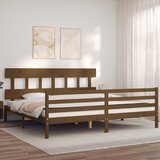 vidaXL Okvir kreveta s uzglavljem boja meda 200x200cm od masivnog drva | shoptok.hr