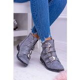 Boto Lu Boo Dark Grey Virginia Rock Star Boots Rivet Buckles Suede | Shoptok.si