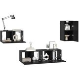  Set TV komoda s ladicama Zidne Crni hrast Konstruirano drvo | shoptok.hr