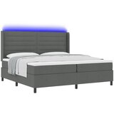 vidaXL Postelja Box Spring z vzmetnico in LED temno siva 200x200 cm tkanina | Shoptok.si