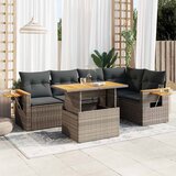  6-dijelni set vrtnih sofa poliratan i bagrem s jastucima sivi | Eponuda.com