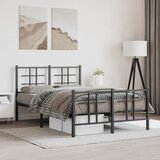 Maison Chic Kovinski Posteljni okvir - Dvoposteljna postelja - Zakonska postelja z vzglavjem in vznožjem črn 120x190 cm, (21697339) | Shoptok.si