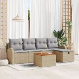 vidaXL 6-delni vrtni sofa komplet z blazinami Bež Poli ratan, (22091403) | Shoptok.si