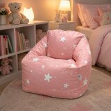 Ginger Home Детски Пуф Кресло Little Stars, 100% Памук, Розов Барбарон Със Звезди, 55x44x55 см | shoptok.hr