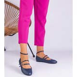Gemre Navy blue eco-leather ballet flats with buckles Vitoldora | Shoptok.si