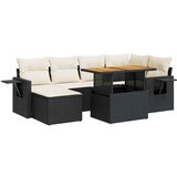 Maison Chic Seti vrtnega pohištva - Vrtna garnitura - Vrtni pohištvo set 7-delna z blazinami črn poli ratan, (21803117) | Shoptok.si