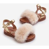 Boto Children's Sandals with Velcro and Faux Fur Gold Rosavere | ePonuda.com