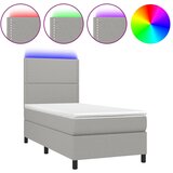 Maison Chic Box spring postelja - Vzmetna postelja z vzmetnico LED svetlo siva 90x190 cm blago SL9509, (21903284) Cene