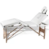 vidaXL Krem bela zložljiva masažna miza s 4 območji in lesenim okvirjem