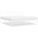  The Living Store Kovinski posteljni okvir z vzglavjem in vznožjem bel 193x203 cm - Posteljni Okvir, (21448697) | Shoptok.si