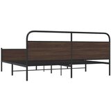 Metalni Kovinski posteljni okvir brez vzmetnice rjavi hrast 193x203 cm, (21611809) | Shoptok.si