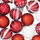  Set božićnih kuglica 30 kom. Crvena i bijela Ø 6 cm Plastika | shoptok.hr