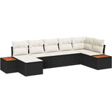  Set s 7 deli vrtnega kavča z blazinami Črna Poli ratan Akacija, (22090752) | Shoptok.si