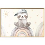  Plakat - Little Animal Among Stars and Rainbows 30x21 Zlatni okvir | shoptok.hr