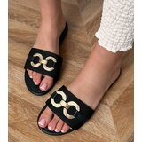 Gemre Black flip-flops with a gold ornament on the strap Vilnos | ePonuda.com
