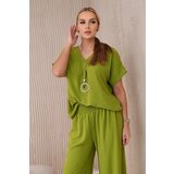 Kesi Włoski Set with necklace blouse + pants kiwi | Shoptok.si