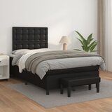 vidaXL Box spring postelja z vzmetnico črna 120x200 cm umetno usnje Cene