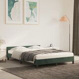 The Living Store Posteljni okvir z vzglavjem temno zelen 140x190 cm žamet - Posteljni Okvir Z Vzglavjem, (21489808) | Shoptok.si