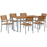 vidaXL 7-delni set vrtnega jedilnega pohištva iz masivnega lesa akacije in kovine | Shoptok.si