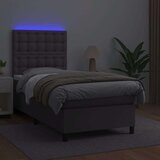  Box spring postelja z vzmetnico LED siva 80x200 cm umetno usnje, (20930246) | Shoptok.si