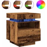  Noćni ormarić s LED svjetlima staro drvo 40x39x48,5 cm | shoptok.hr