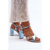 Boto Eco Leather Sandals with Block Heel in Blue-Gold Abilica | Shoptok.si