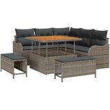  Set od 8 dijelova vrtne sofe s jastučićima siva poli ratan akacije 2-sjedalna vrtna sofa s jastučićima siva poli ratan set od | shoptok.hr